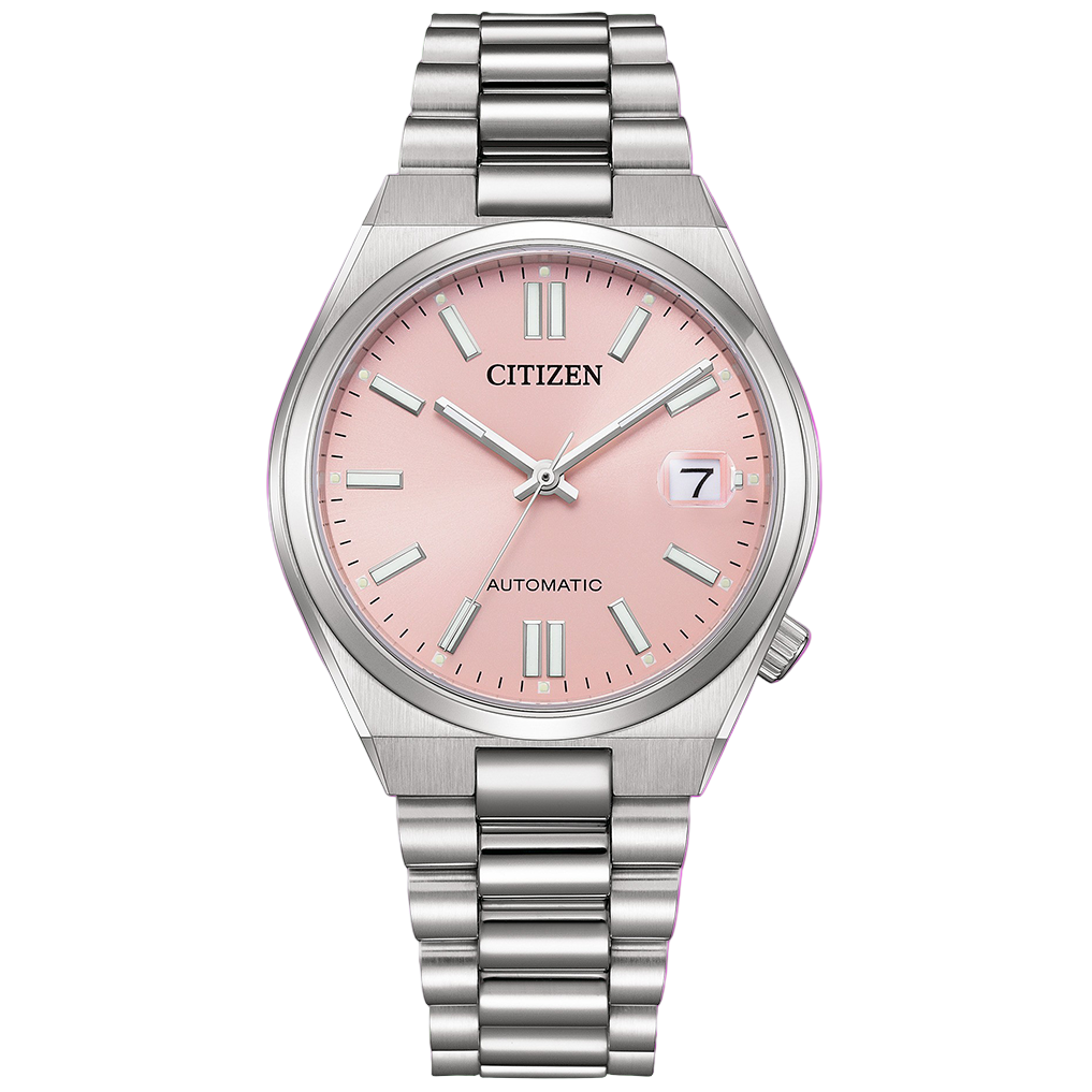 Citizen automatic men’s watch – stainless steel bracelet, pink dial, date display - Rivon watches