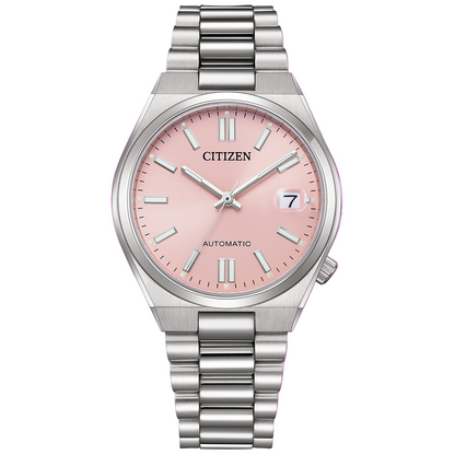 Citizen automatic men’s watch – stainless steel bracelet, pink dial, date display - Rivon watches