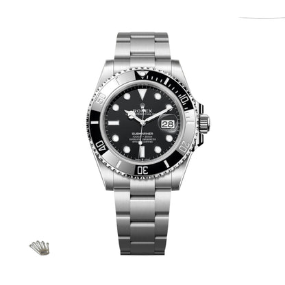 Silver watch with black dial on a white background - watchclubpakistan