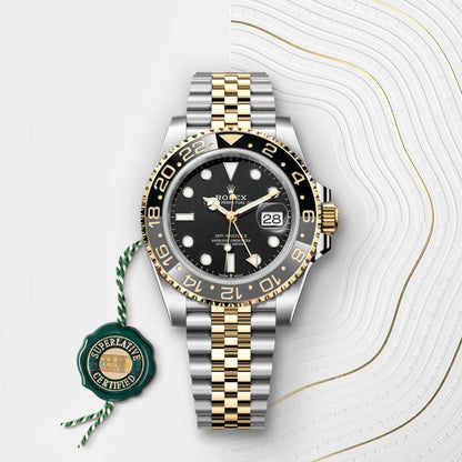 Luxury watch with black dial and gold accents on a white background - Rivon watches